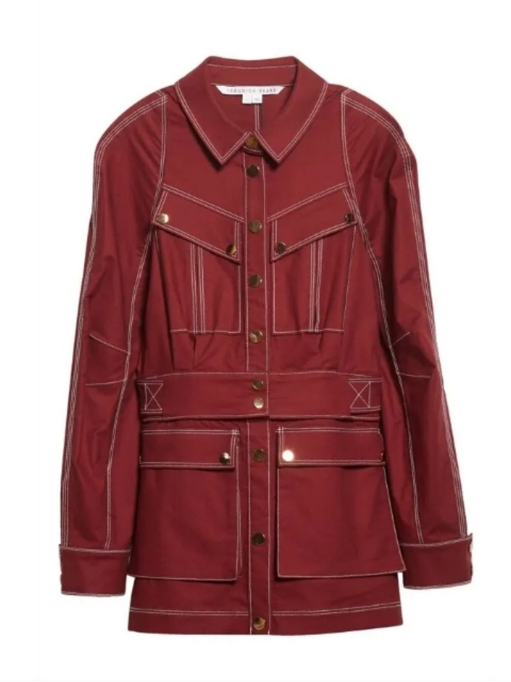 NEW VERONICA BEARD Keswick Utilitarian Jacket Convertible In Deep Brick SZ 8